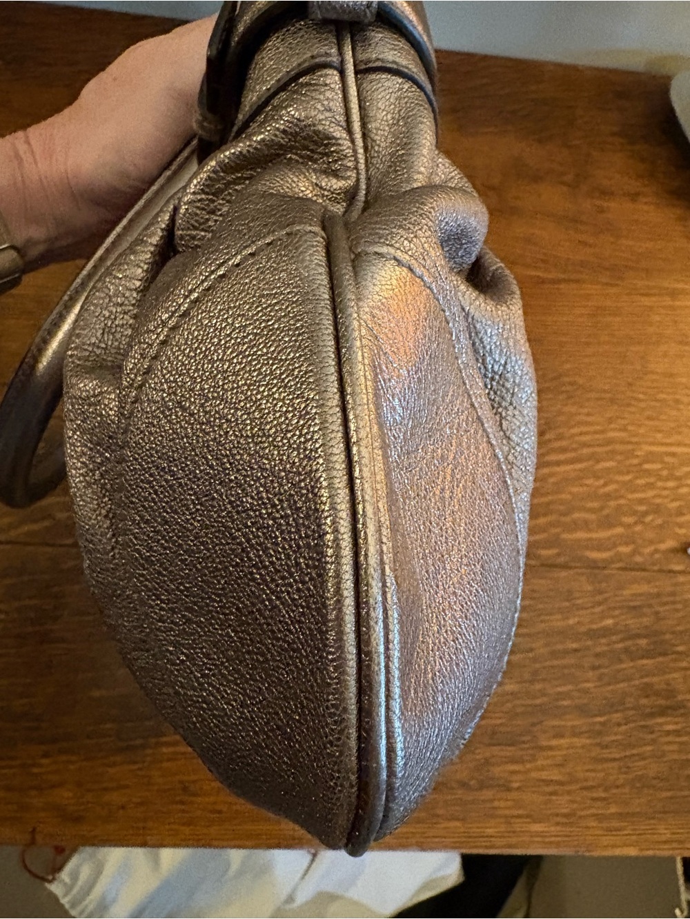 Salvatore Ferragamo Vintage Metallic Platinum/Silver Marisa Bag Gancini Leather - Picture 5 of 14